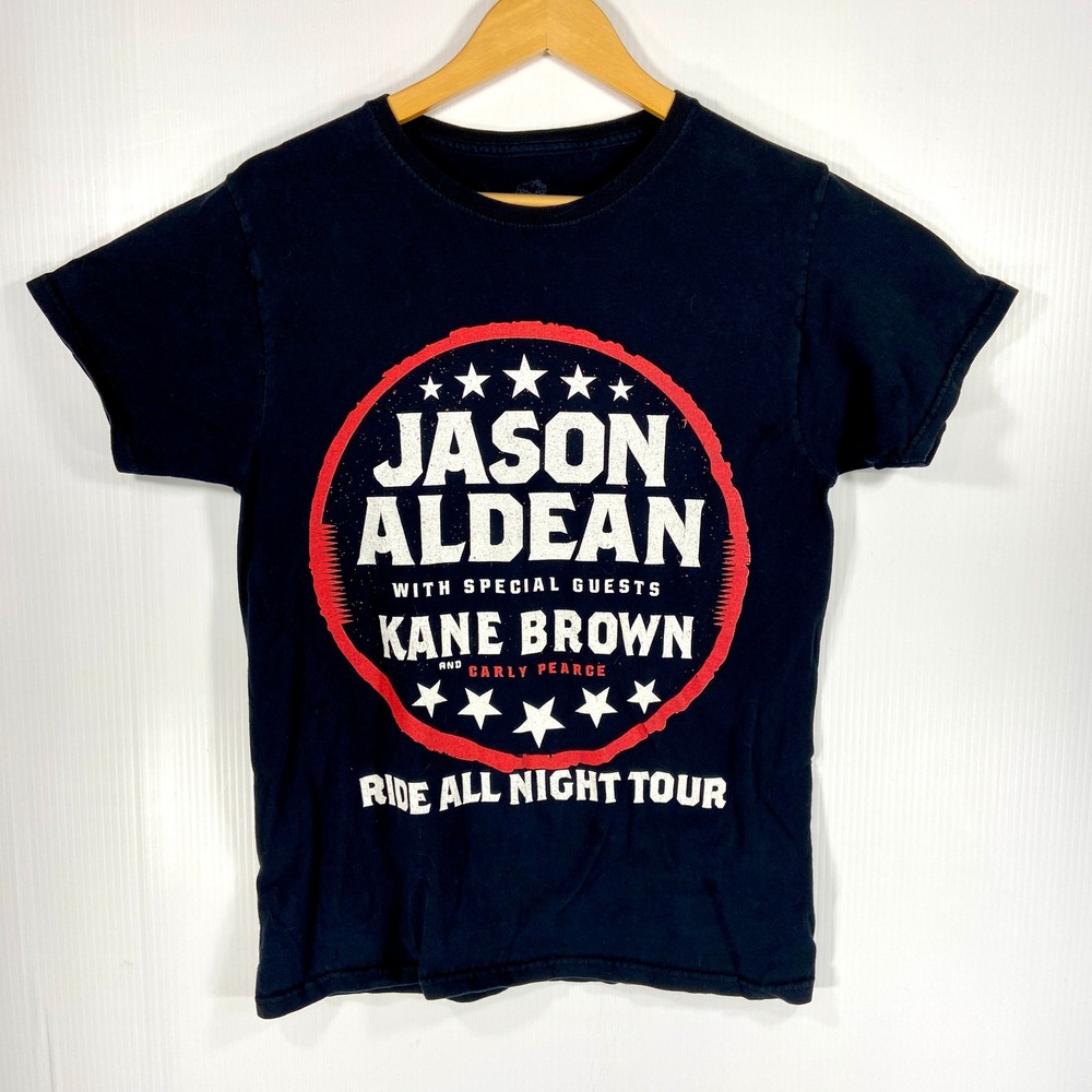 Jason Aldean Ride All Night Tour Black Short Sleeve T Shirt Mens Small